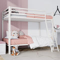 Black Twin Over Twin Size Loft Bunk Bed with Ladder and Guardrail C642