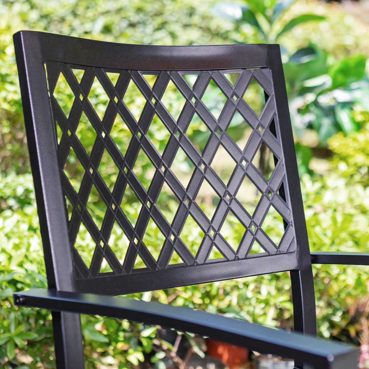 5 Pieces Patio Dining Sets Outdoor Metal All Weather Furniture Sets with Umbrella Hole, Black Z90502