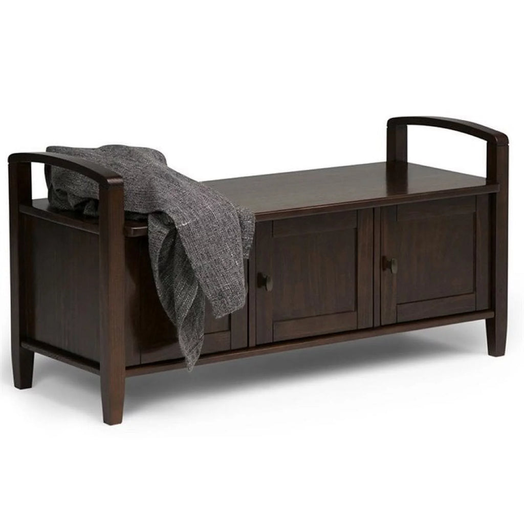 22" Wood Entryway Bench in Tobacco Brown Stain X377011