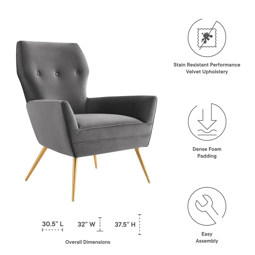 Gray Tufted Velvet Armchair B975433