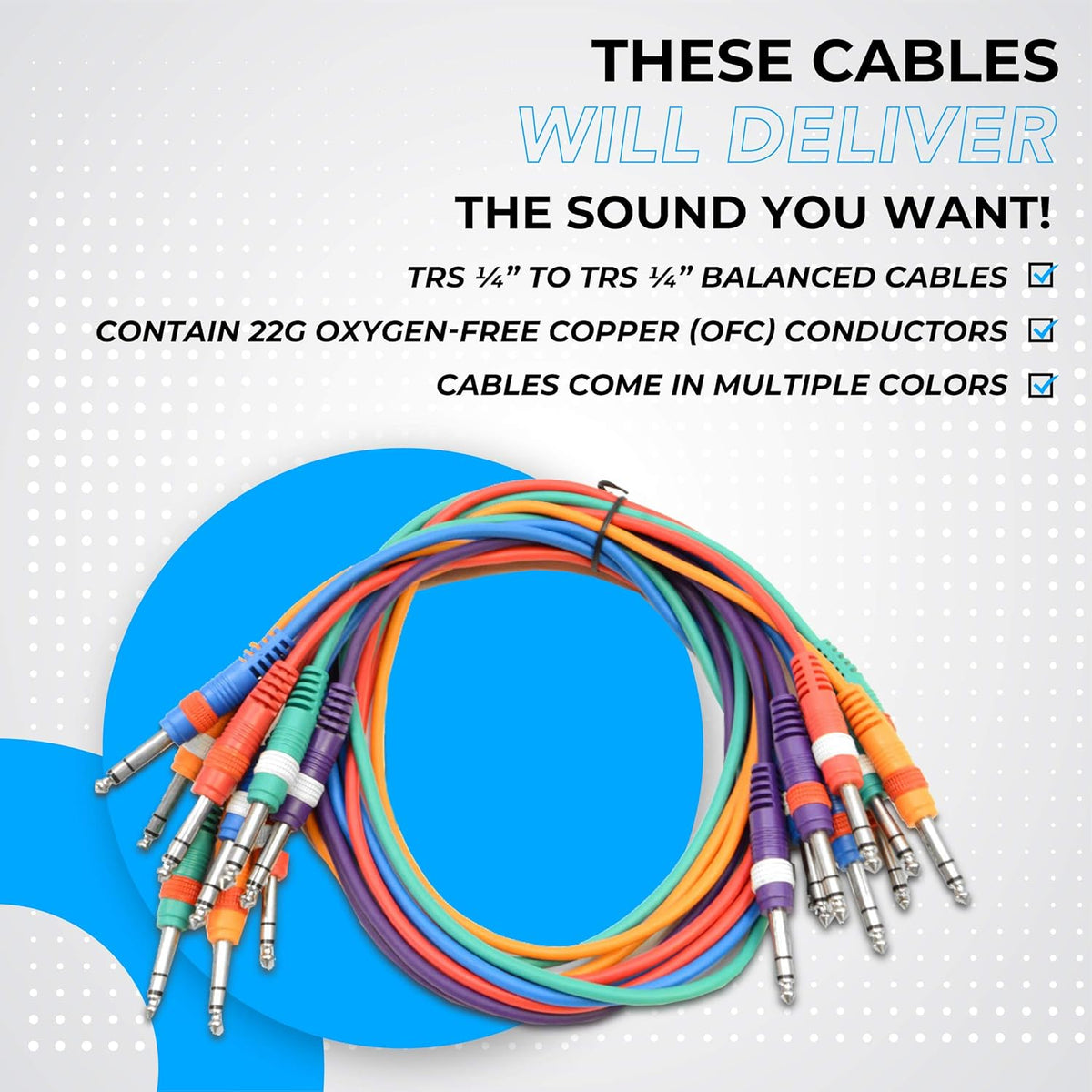 3 Foot TRS Jumper Patch Cables, Pack of 10 D62893