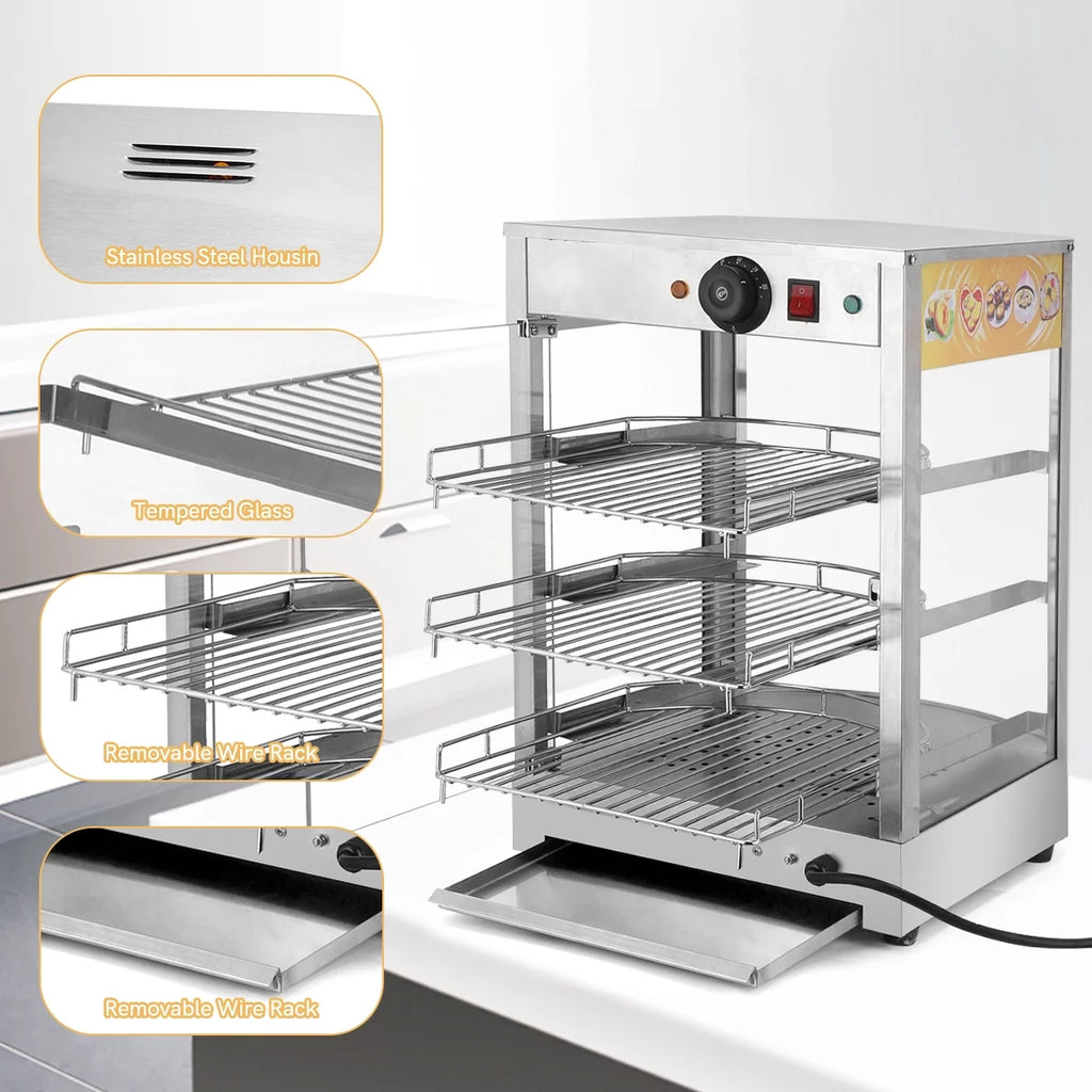 800W 3-Tier Commercial Food Warmer Display Case N26460