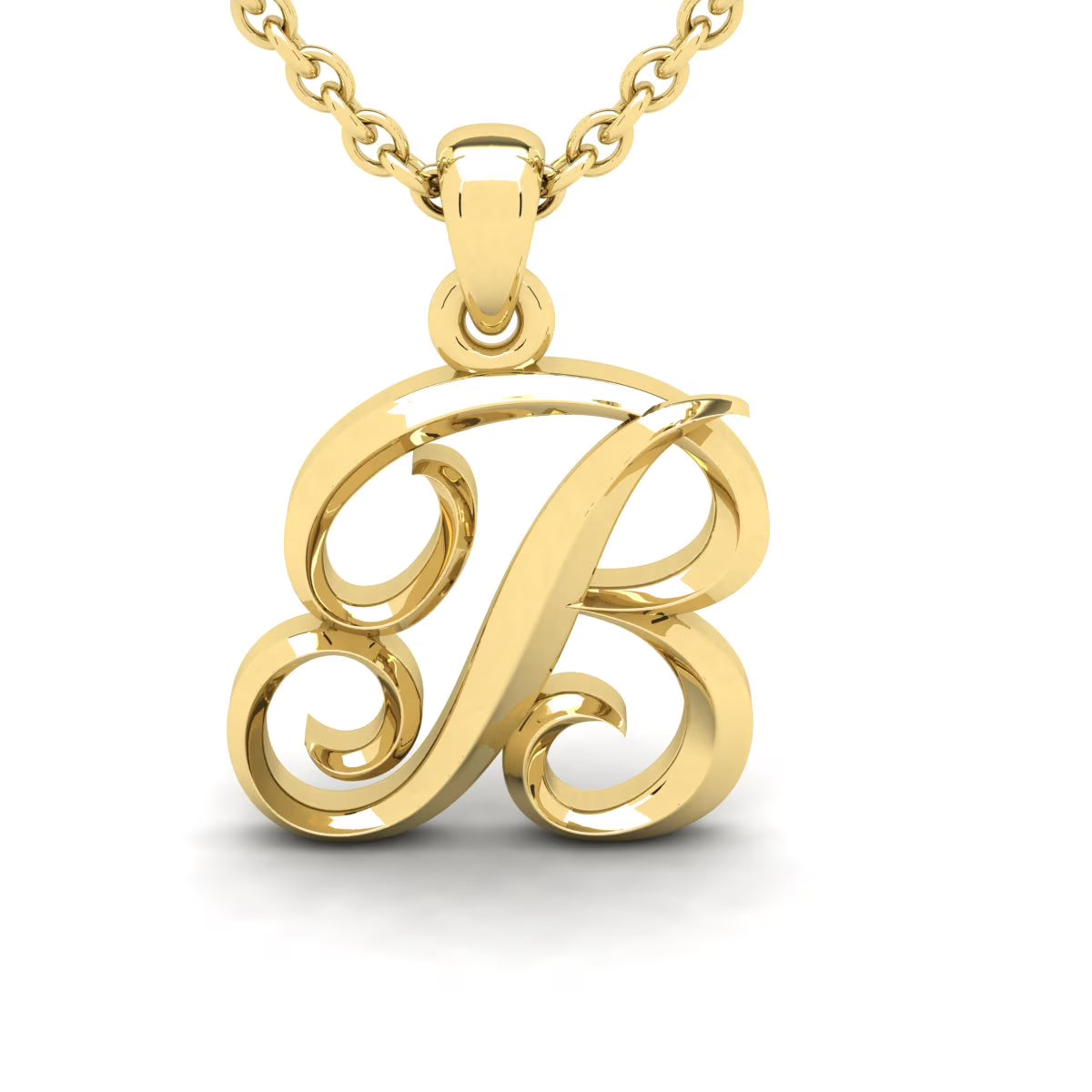 14 Karat Yellow Gold Initial Necklace with 18 Inch Cable Chain L32454