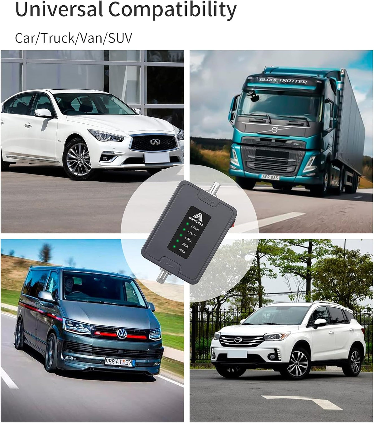 5 Bands Vehicle Cell Signal Booster for 3G 4G LTE Voice & Data L499