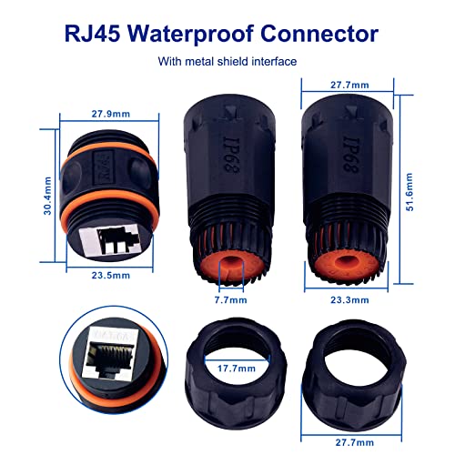 Waterproof CAT6 RJ45 Panel Mount Coupler IP68 Shielded Industrial Ethernet Connector 2PACK A66724