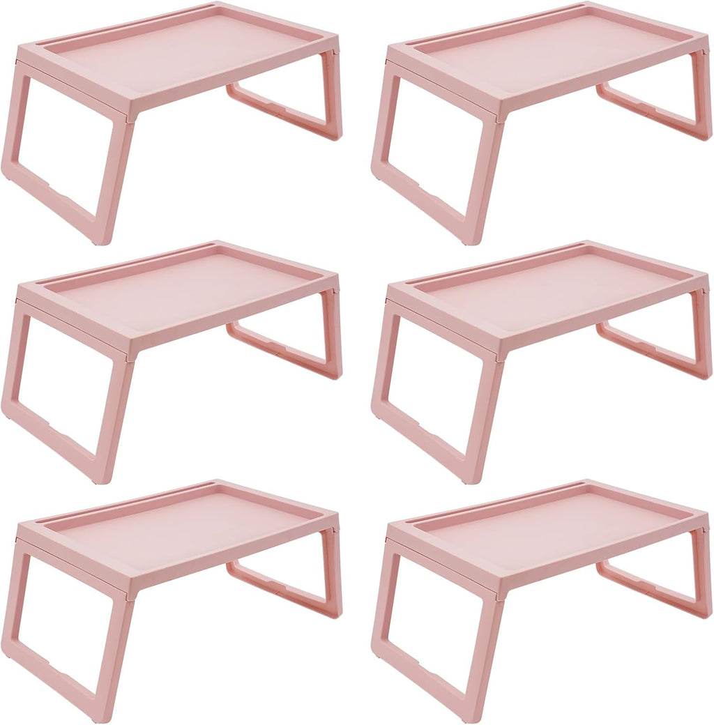 6 Pcs Pink Plastic Folding Breakfast Tray V7495