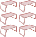 6 Pcs Pink Plastic Folding Breakfast Tray V7495