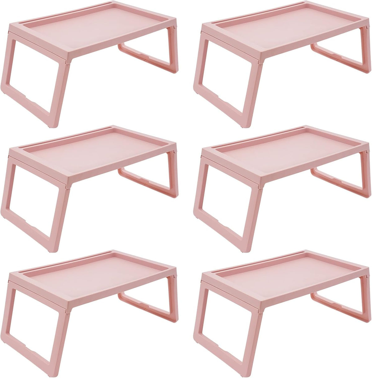 6 Pcs Pink Plastic Folding Breakfast Tray V7495