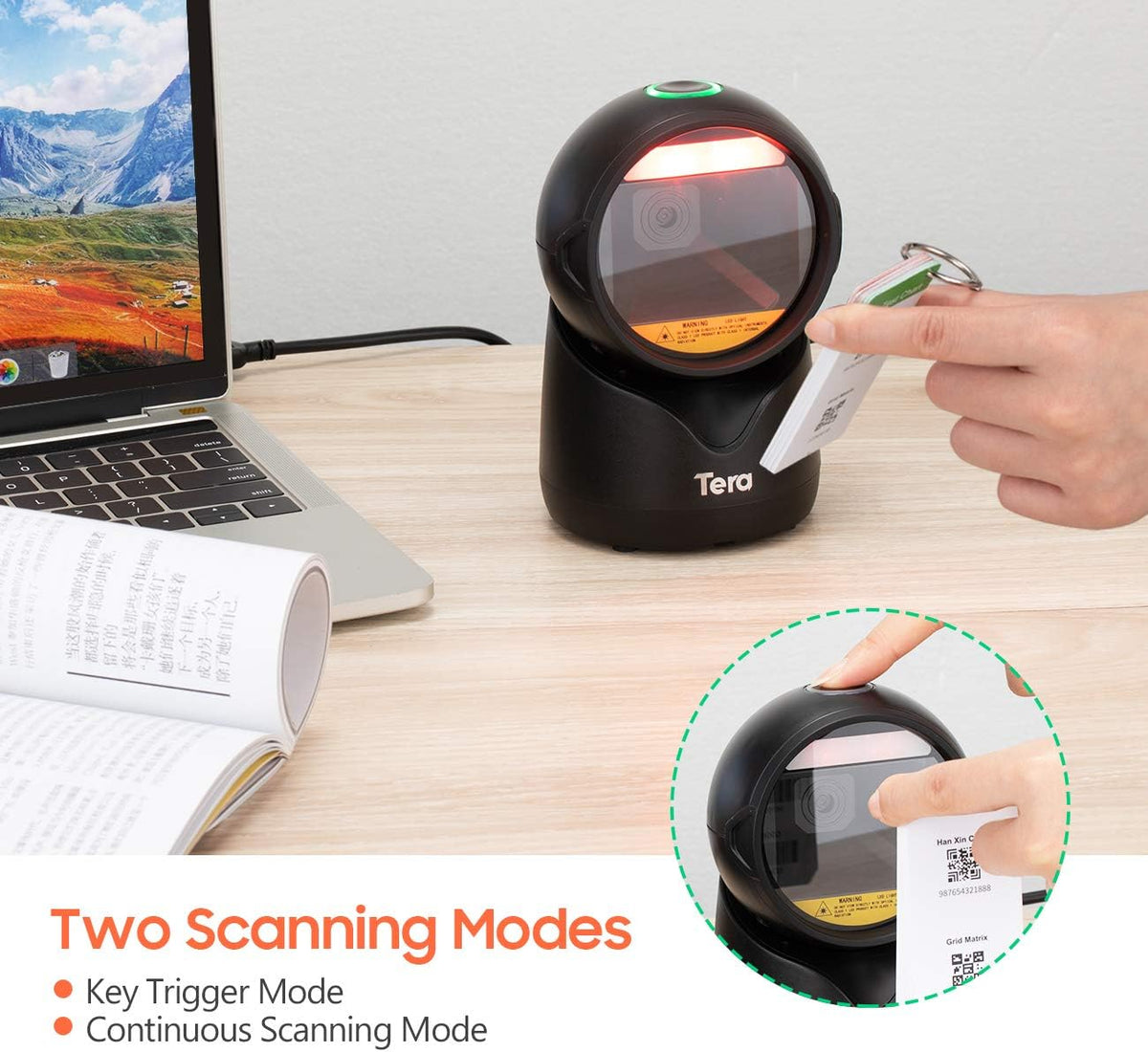 Omnidirectional Desktop Barcode Scanner with Adjustable Scan Head K8977