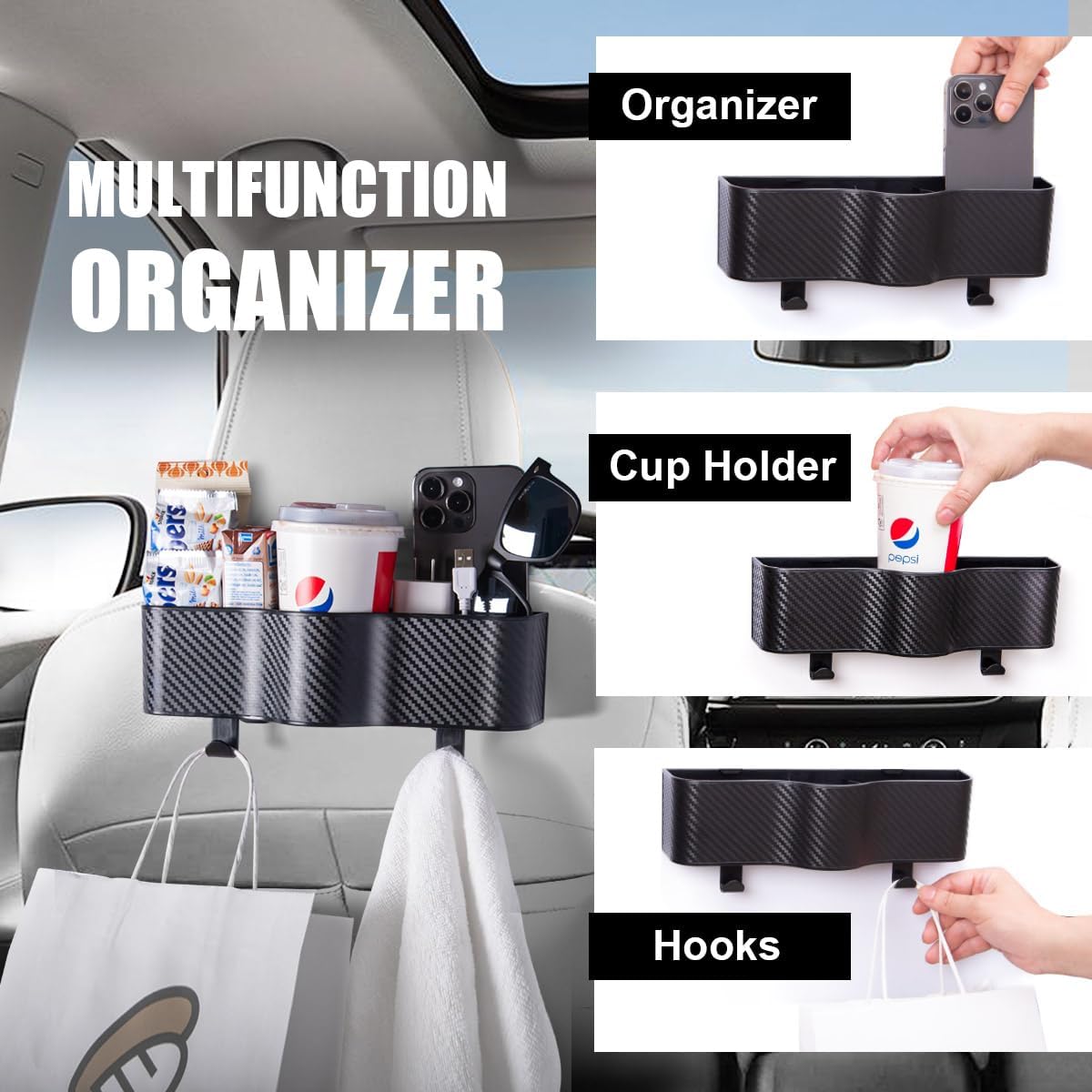 Car Backseat Organizer with Cup Holder and Storage Y183