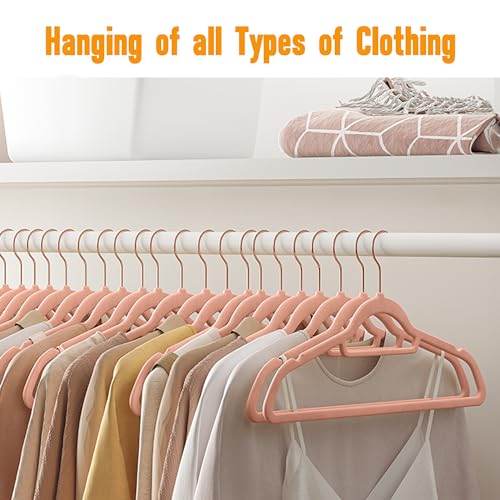 Pink Velvet Hangers 50 Pack 16.5 in with Tie Bar H446