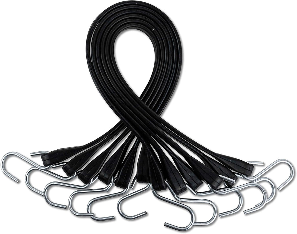 50 Pack Rubber Tarp Straps 10 Long EPDM with Crimped Hooks V497