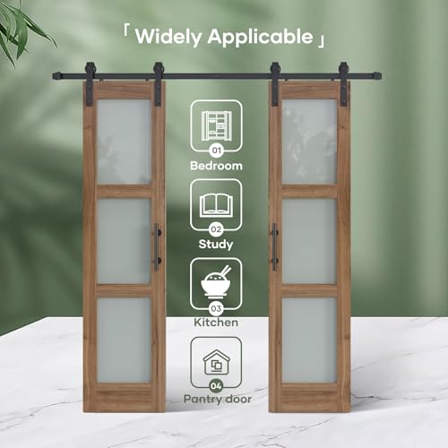 Double 18 x 84 inch Glass Barn Doors with Hardware Kit T103611