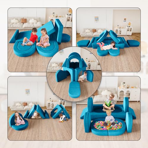 12PCS Modular Toddler Couch with Triangular Cushions and Arches (Gray) V4406