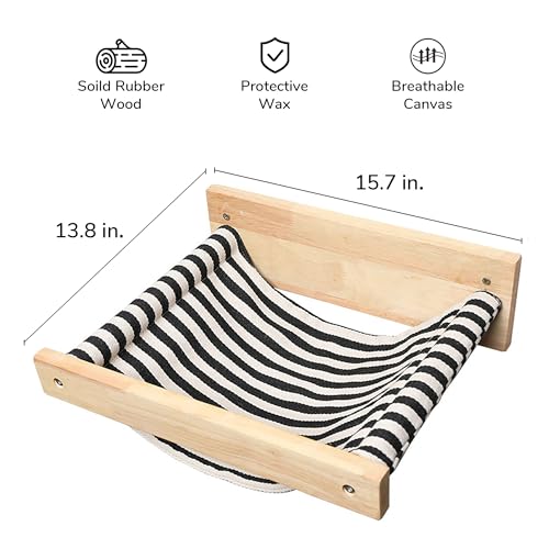 Black Stripe Wooden Cat Wall Shelf D365