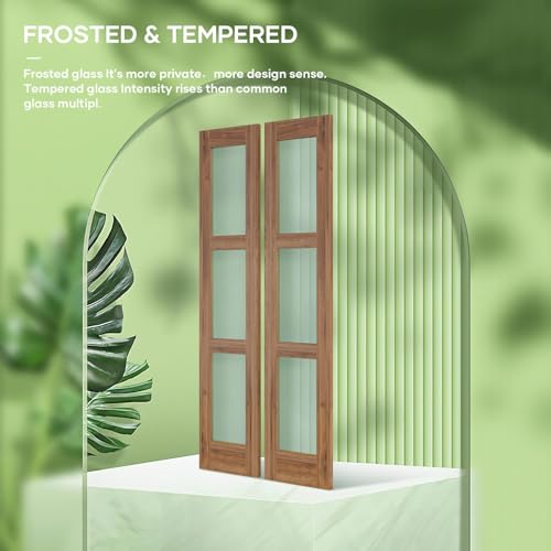Double 18 x 84 inch Glass Barn Doors with Hardware Kit T103611