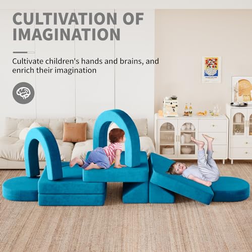 12PCS Modular Toddler Couch with Triangular Cushions and Arches (Gray) V4406