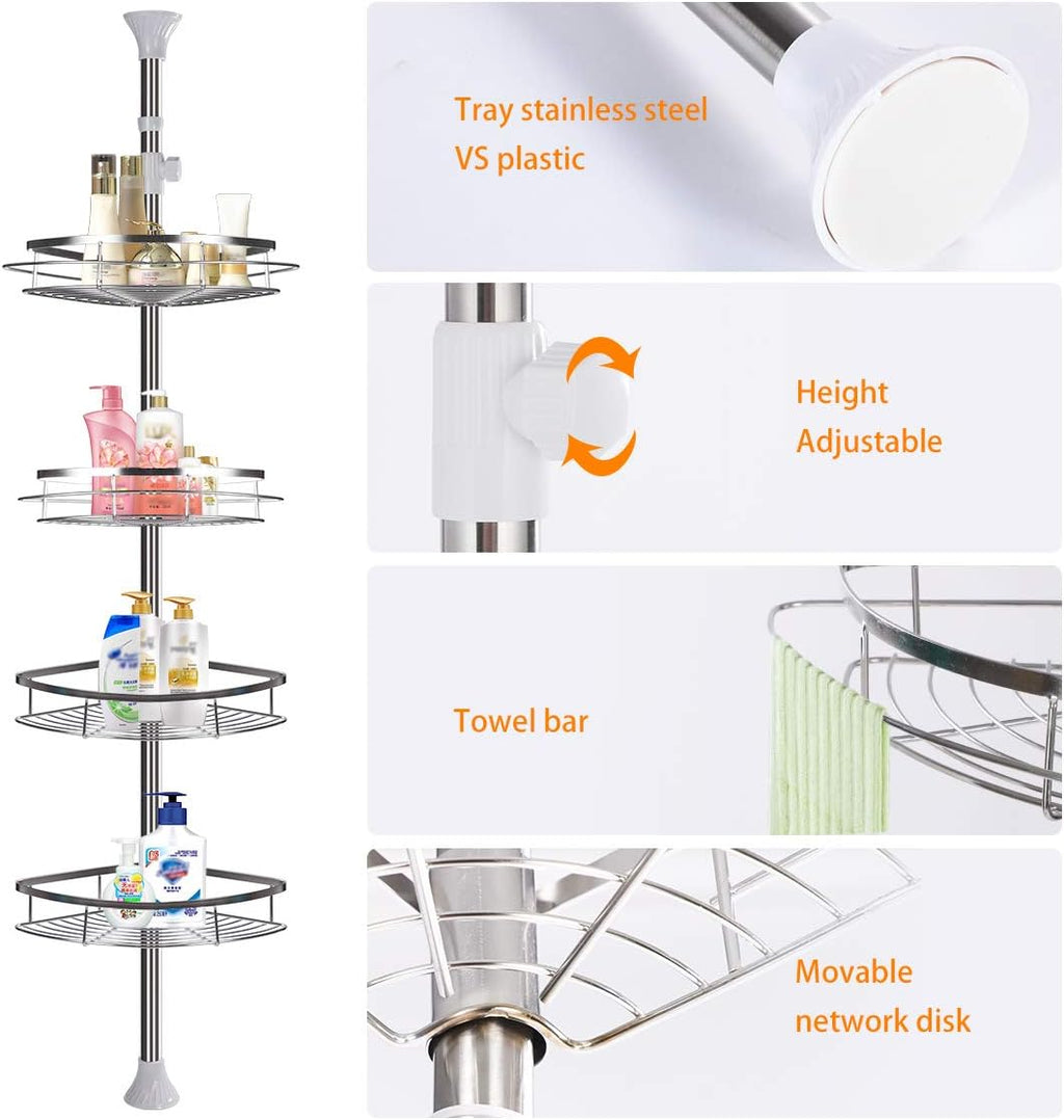 Rustproof Stainless Steel Tension Pole Shower Caddy X32025