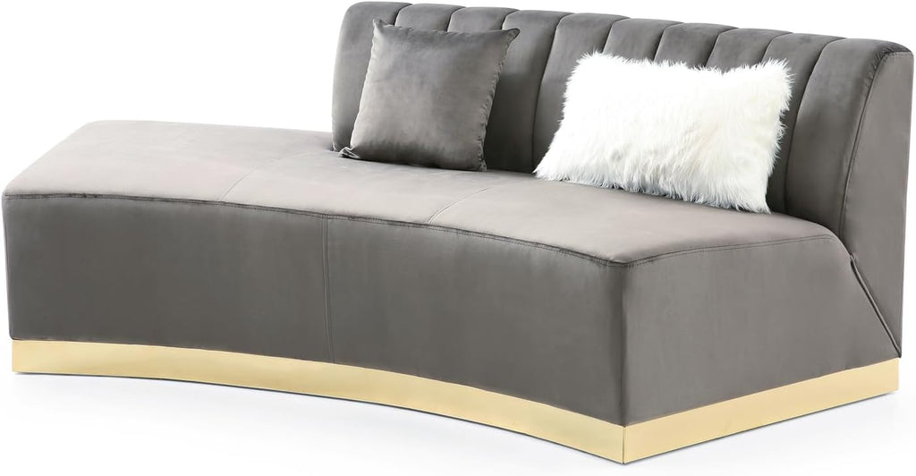 Dark Gray Armless Velvet Curved Sofa J33254