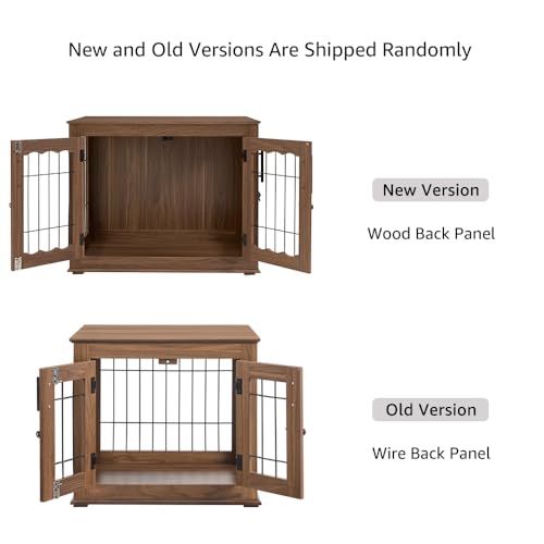 Double Doors Wooden Wire Dog Crate with Pet Bed F6789
