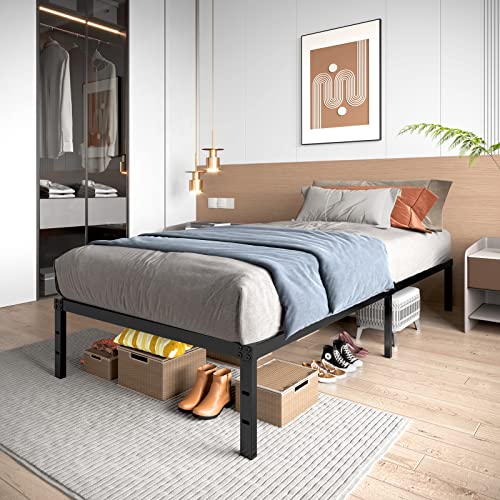 Twin Size Heavy Duty Metal Platform Bed Frame with Storage Space, 14 Inches H469