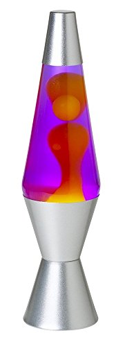 14.5-Inch Silver Base Lava Lamp with Purple Wax in Blue Liquid T1776