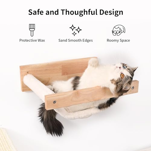 Black Stripe Wooden Cat Wall Shelf D365