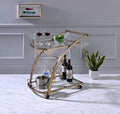 Gold Metal Glass Rolling Kitchen Serving Cart L878593