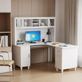 White Corner Desk with Drawers and Shelves G500175