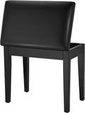 Black Solid Wood Piano Bench with Storage R1435