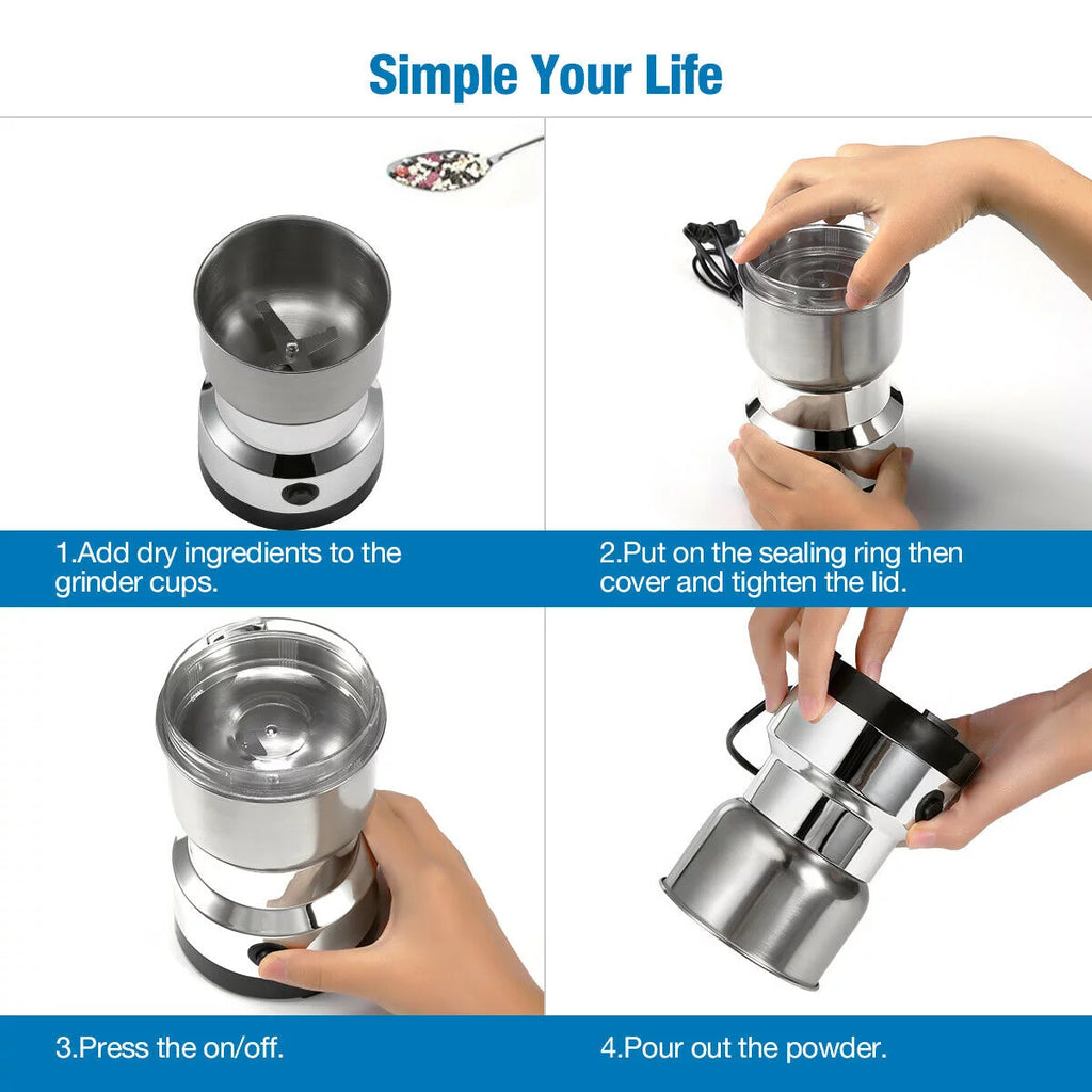 Stainless Steel Electric Coffee Bean Grinder Q7592