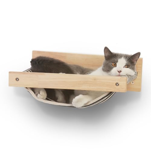 Black Stripe Wooden Cat Wall Shelf D365