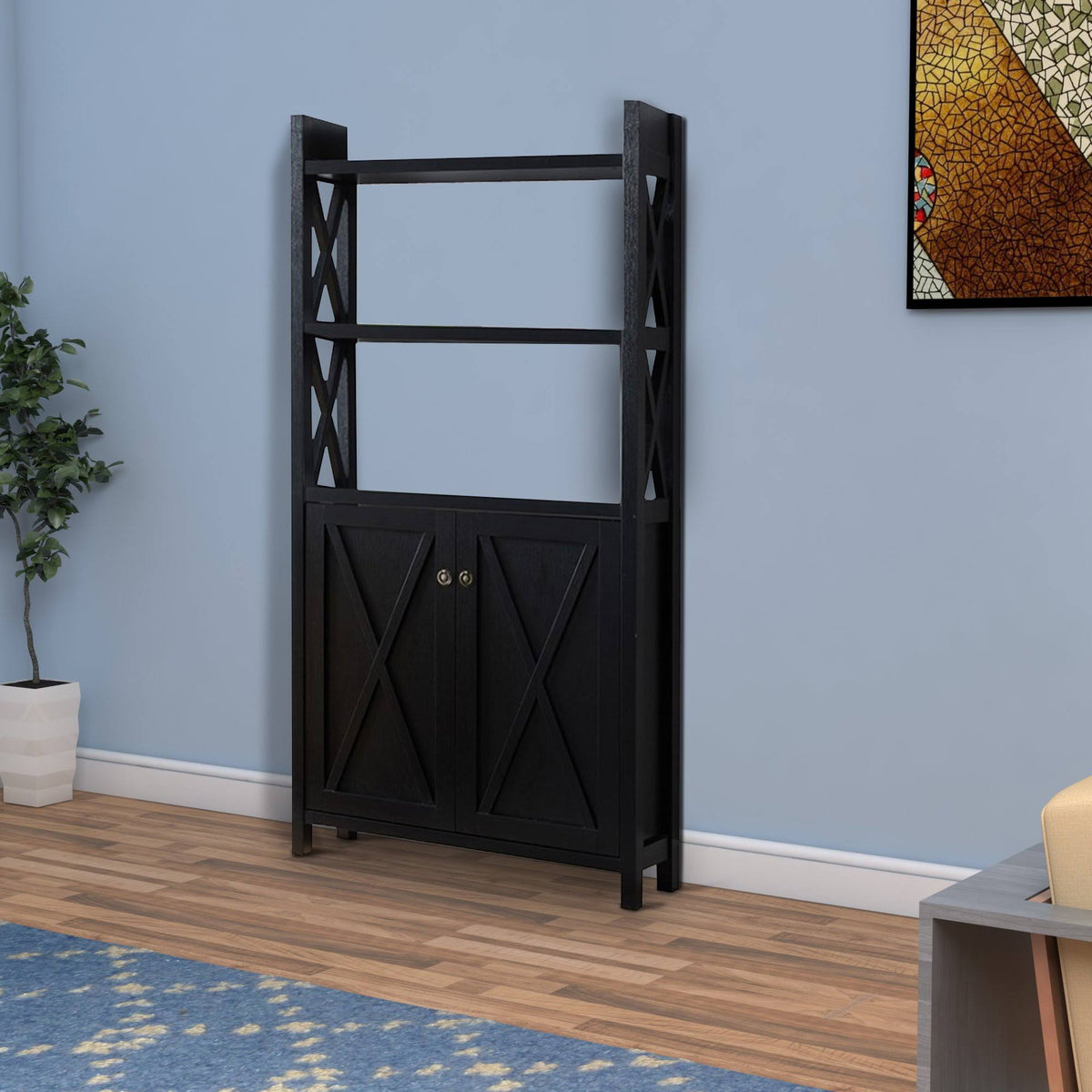 Black Wooden File Cabinet E67089