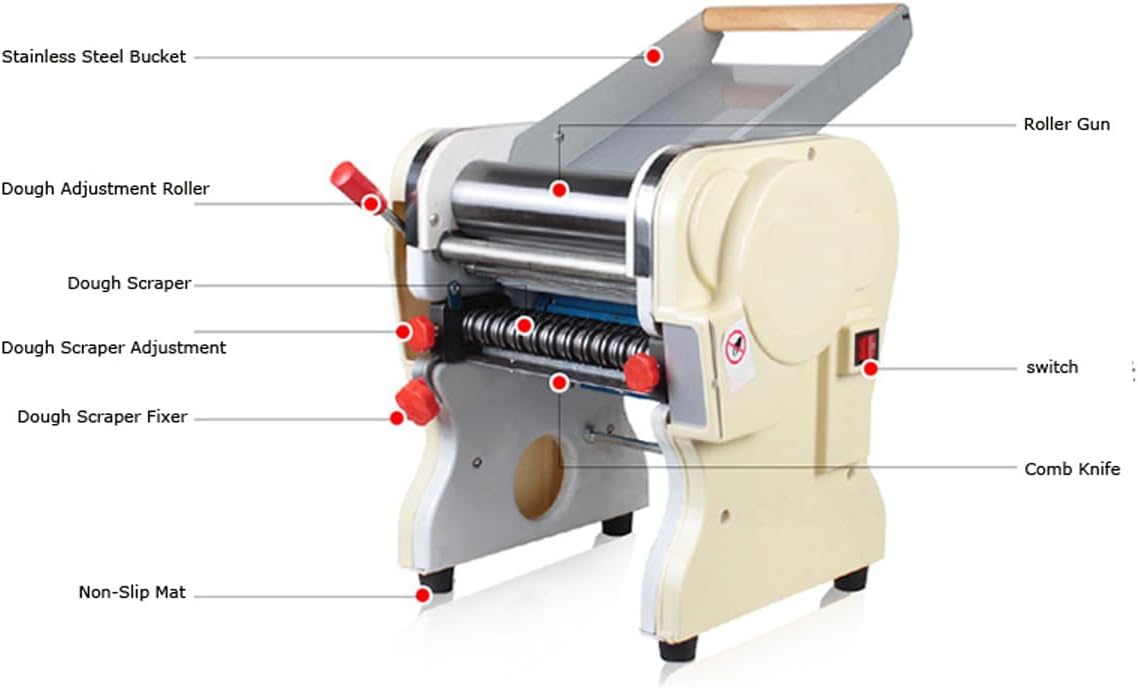 110V Electric Stainless Steel Pasta Maker Noodle Machine with 3mm Round Knife R565