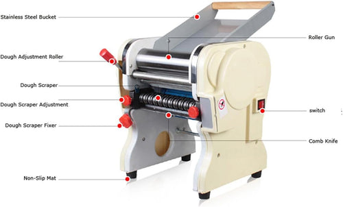 110V Electric Stainless Steel Pasta Maker Noodle Machine with 3mm Round Knife R565