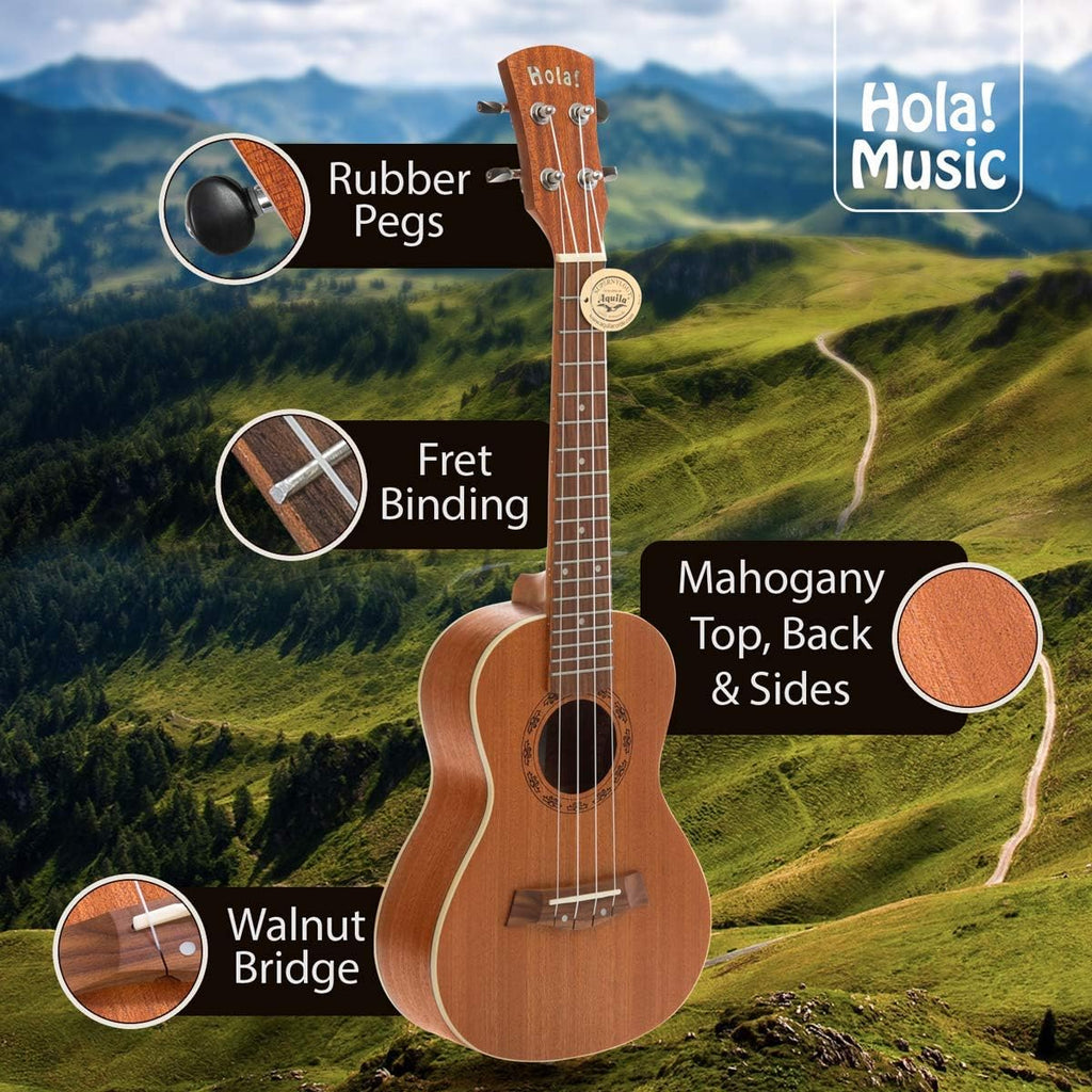 24 Inch Mahogany Concert Ukulele Bundle with Padded Gig Bag J42577