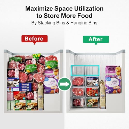4 Pack Stackable Small Freezer Organizer Bins, White V5012