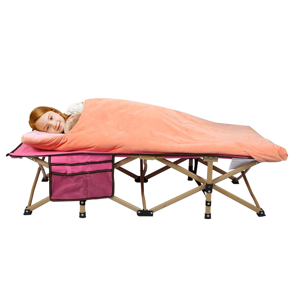 Kids Cot for Sleeping 5-10, Portable Folding Toddler Cot Bed, Blue 53x26 Z931