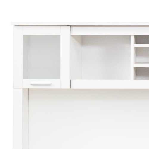 White Corner Desk with Drawers and Shelves G500175