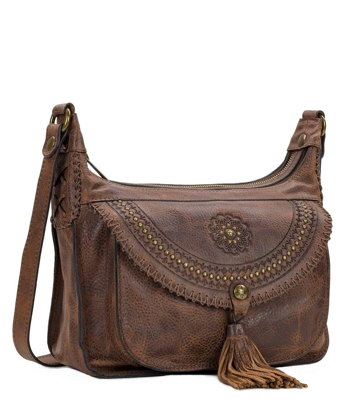 Distressed Leather Crossbody C6676