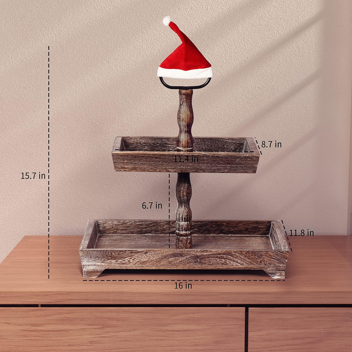 Two Tiered Wood Tray S108511