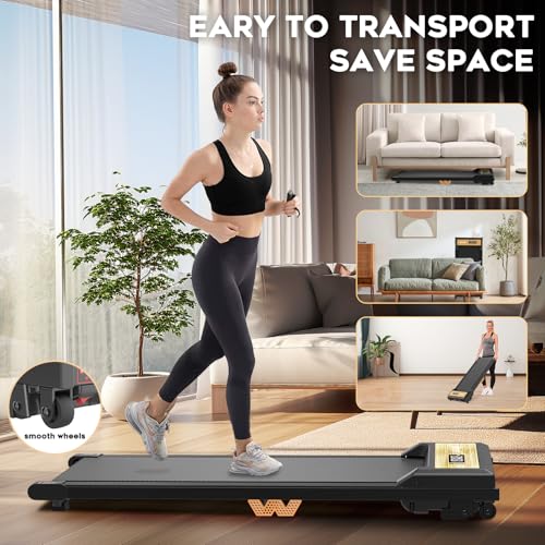 Under Desk Walking Treadmill with 265LBS Weight Capacity, 2 in 1 Portable Compact Treadmill A396