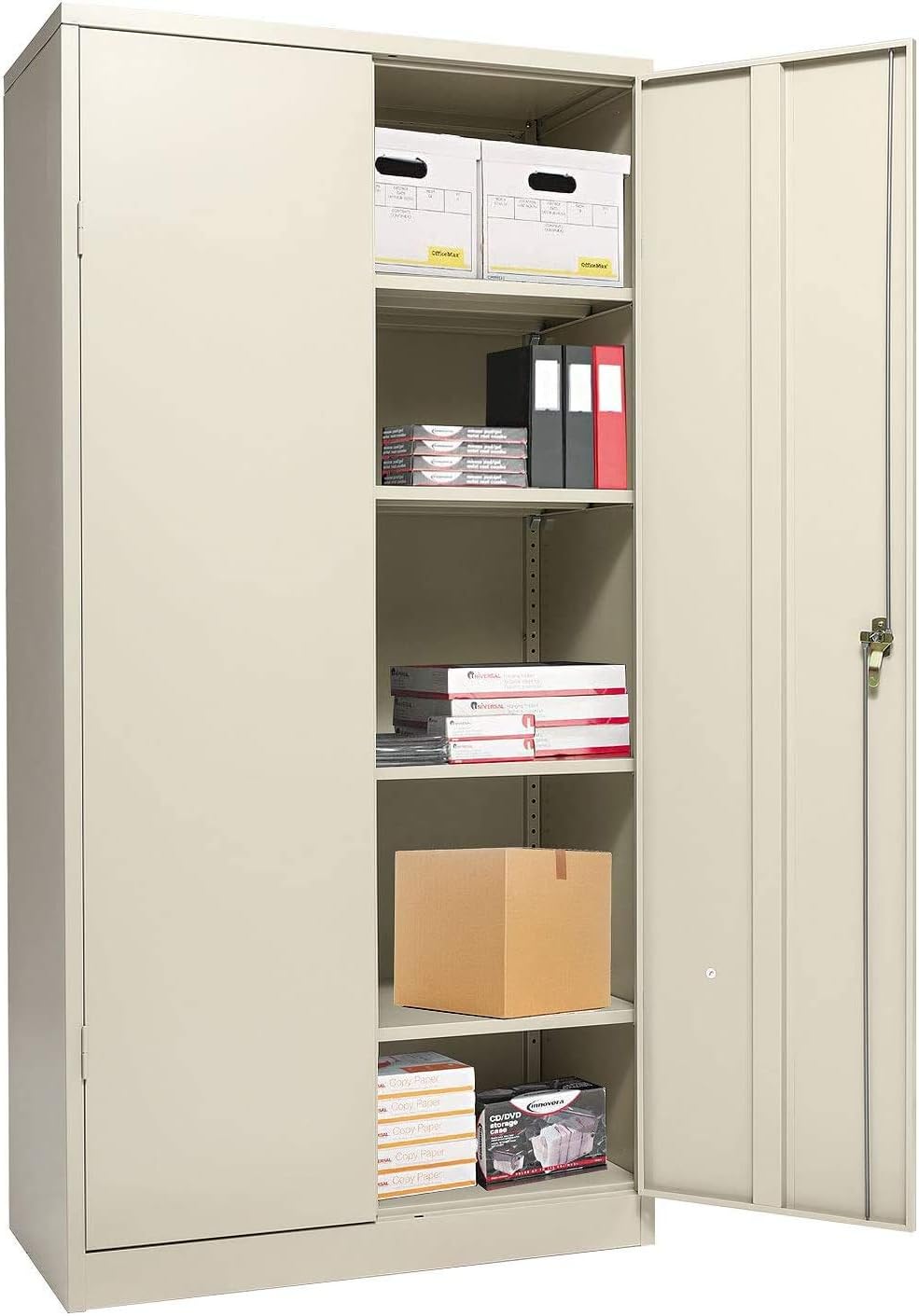 Grey Metal Storage Cabinet with Locking Doors and 2 Adjustable Shelves S170384