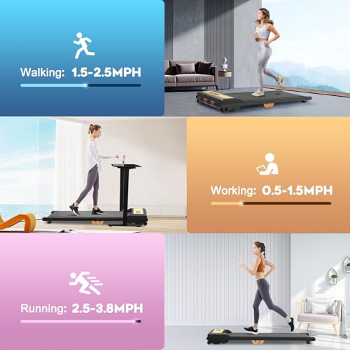 Under Desk Walking Treadmill with 265LBS Weight Capacity, 2 in 1 Portable Compact Treadmill A396