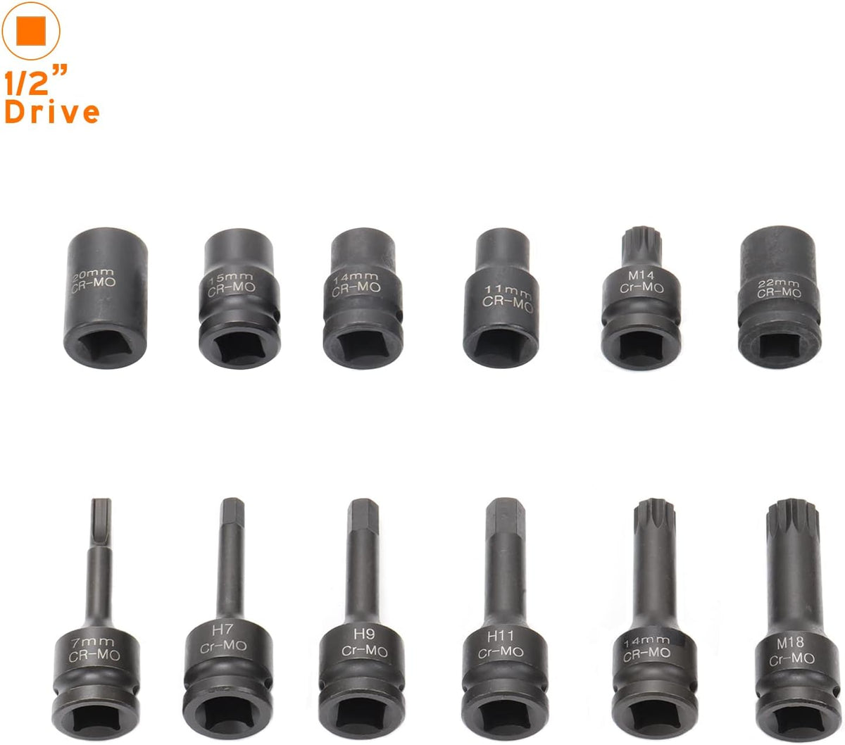 12 Pc Impact Brake Caliper Socket Set 1/2 Square Drive T558819