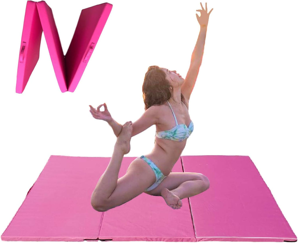 Extra Thick High Density Anti-Tear Gymnastics Gym Folding Exercise Mats (Pink) Z14323