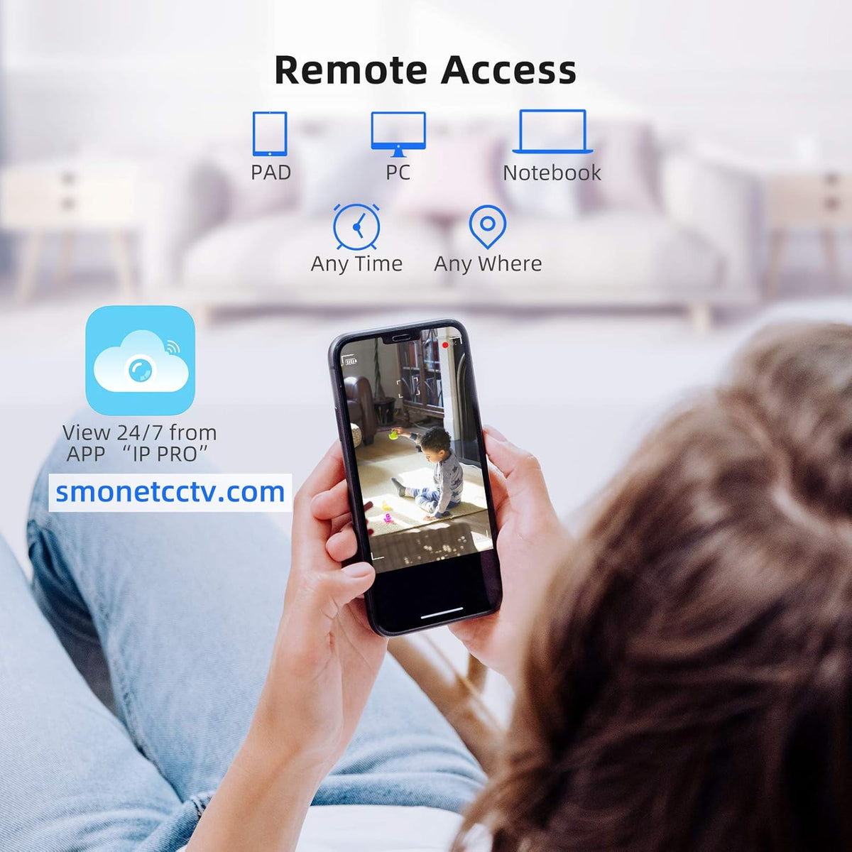 Wireless Security Camera System with 12” Monitor, 8 Channel 4pcs 1080P Indoor Outdoor IP Cameras, Night Vision N274966