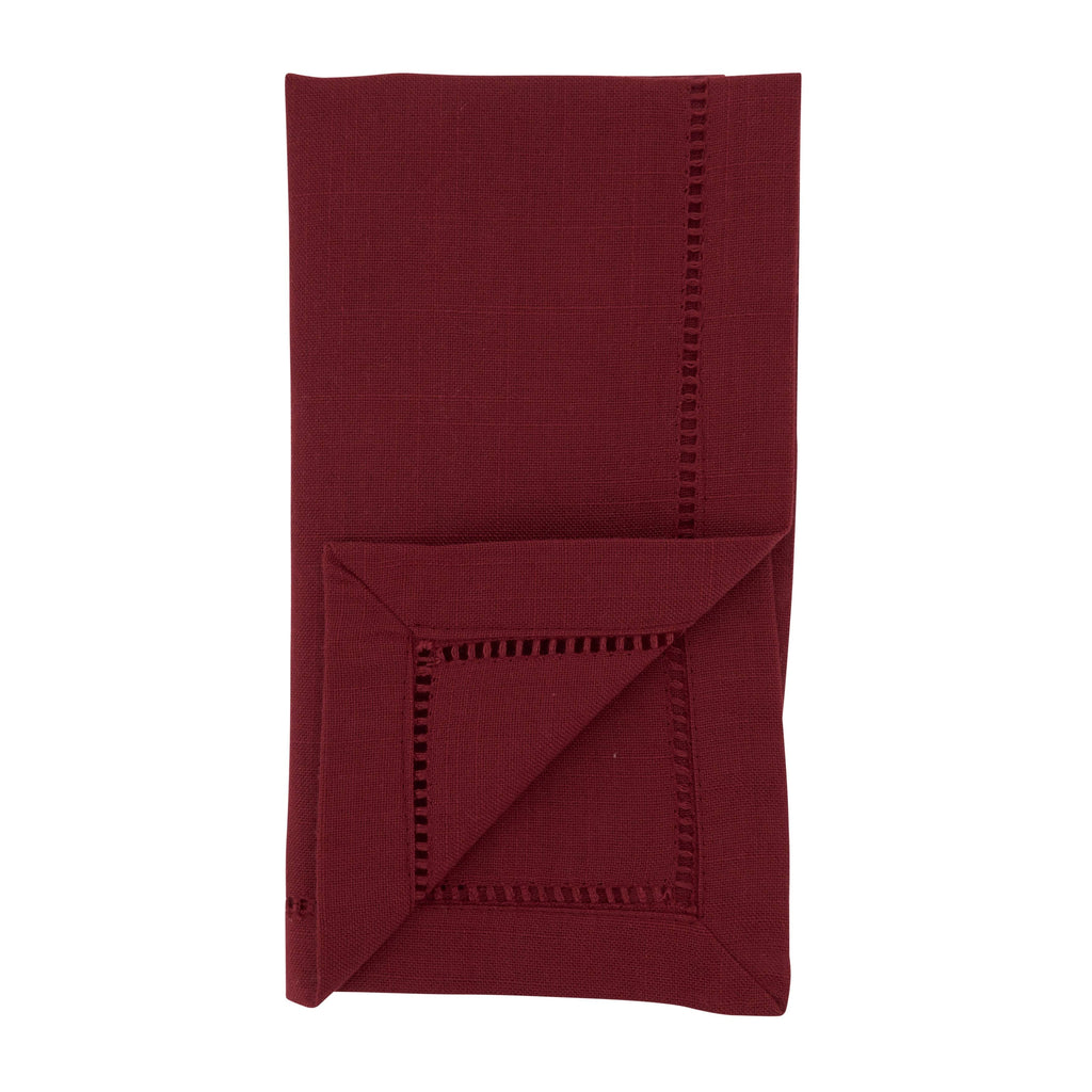 Burgundy Hemstitch Border Dinner Napkin Set of 12 Z471