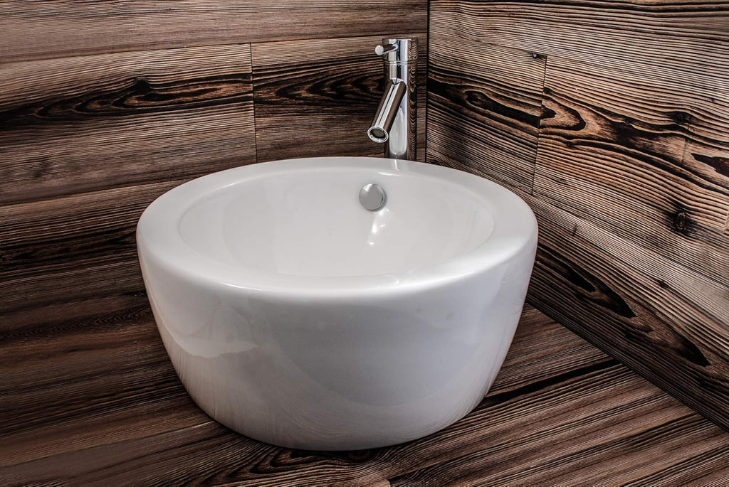 18 Inch Round Ceramic Vessel Sink with Overflow P908