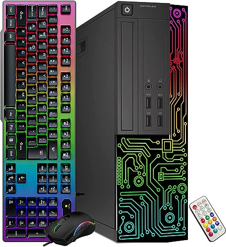 RGB Gaming Desktop Computer PC, Intel Core i5, GeForce GT 1030, 16GB RAM, 512GB SSD, 24 Inch Monitor, Keyboard Mouse Headset, WiFi, Windows 10 Pro E7880